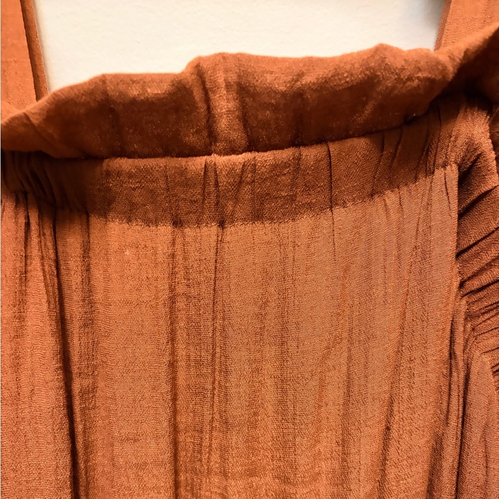 Rust Ruffle Tiered Boho Maxi Dress Tie Straps - Picture 4 of 8